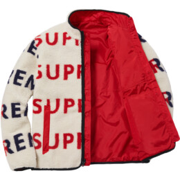 Supreme - Supreme Reversible Logo Fleece Jacket Natural