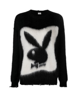 Saint Laurent - Saint Laurent textured Playboy bunny jumper