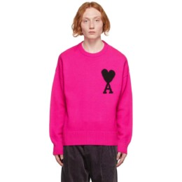 AMI Paris - AMI Alexandre Mattiussi Pink Ami De Cœur Sweater