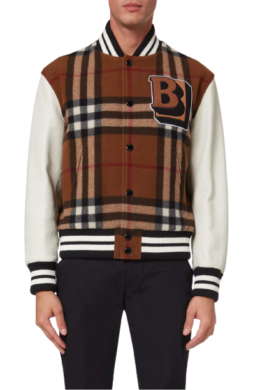 Burberry - Letter graphic bomber jacket in check technical wool