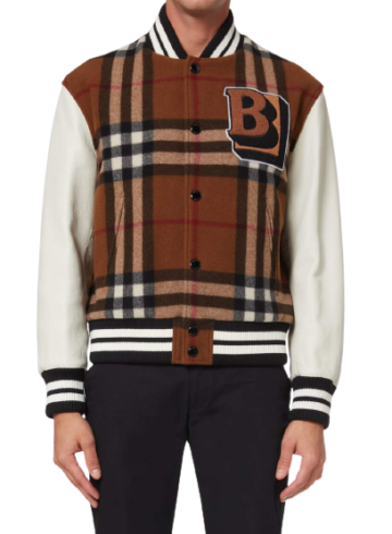 Burberry - Letter graphic bomber jacket in check technical wool