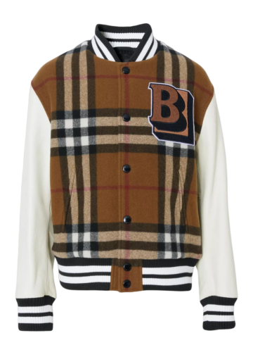 Burberry - Letter graphic bomber jacket in check technical wool