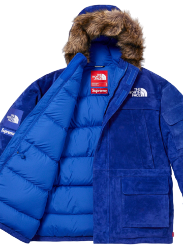 Supreme - The north face suede 600-fill down parka blue