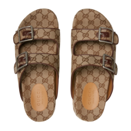 Gucci - Strap slide sandal beige canvas