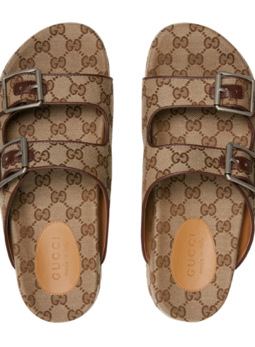 Gucci - Strap slide sandal beige canvas