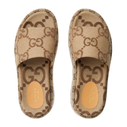 Gucci - Angelina platform 55mm sandal camel canvas