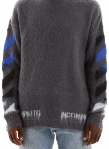 Off-White - Logo-Print Mohair-Blend Sweater