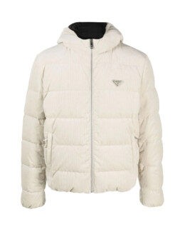 Prada - Logo-plaque quilted corduroy jacket