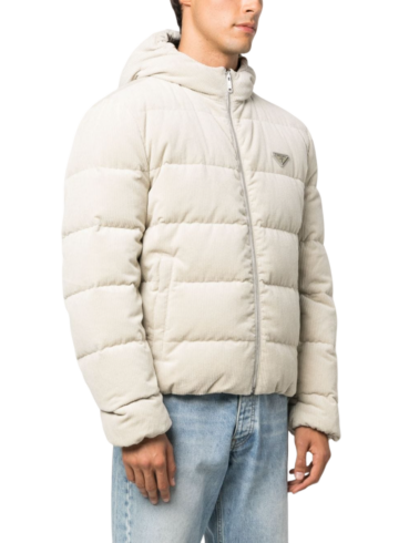 Prada - Logo-plaque quilted corduroy jacket