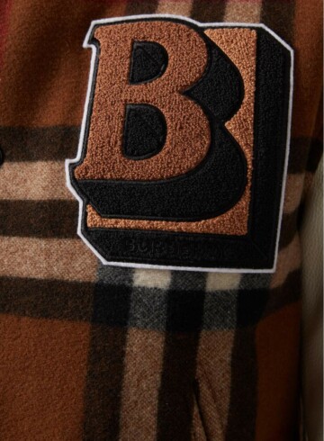 Burberry - Letter graphic bomber jacket in check technical wool