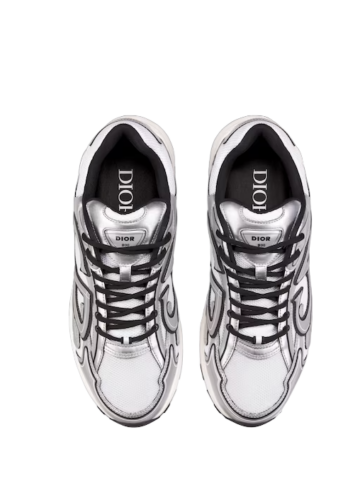 Dior B30 White Mesh Silver-Tone Metallic Calfskin Women