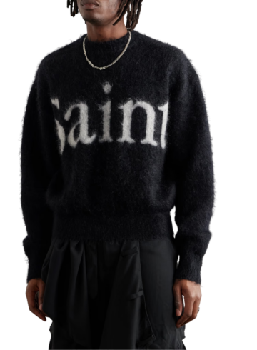 SAINT MXXXXXX Logo-Jacquard Brushed Mohair-Blend Sweater