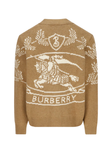 Burberry - Burberry Logo Intarsia V-Neck Cardigan