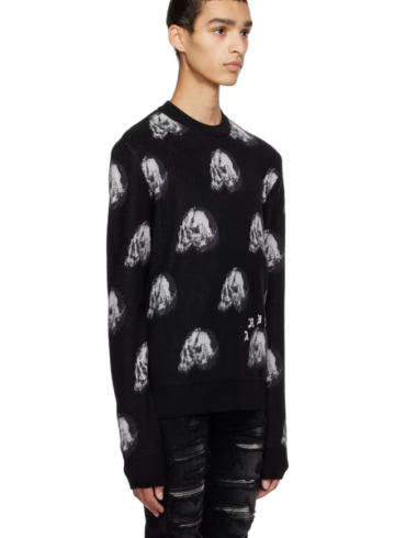 Amiri Black Wes Lang Edition Repeat Skull Sweater