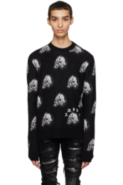 Amiri Black Wes Lang Edition Repeat Skull Sweater