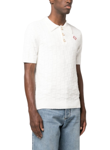 Casablanca logo-embroidered bouclé polo shirt