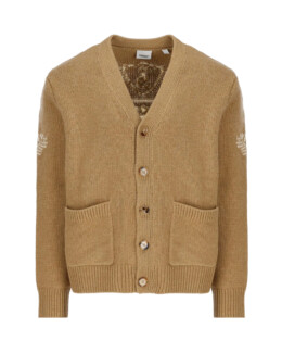 Burberry - Burberry Logo Intarsia V-Neck Cardigan