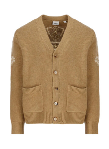 Burberry - Burberry Logo Intarsia V-Neck Cardigan