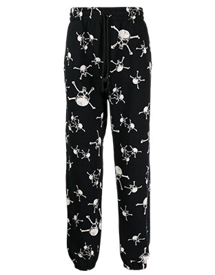 SAINT MXXXXXX skull-print cotton track pants