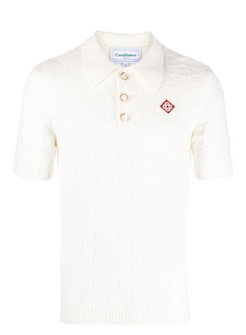 Casablanca logo-embroidered bouclé polo shirt