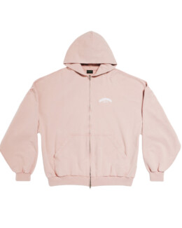 Balenciaga Back Flip Round Zip-Up Hoodie Oversized in light pink