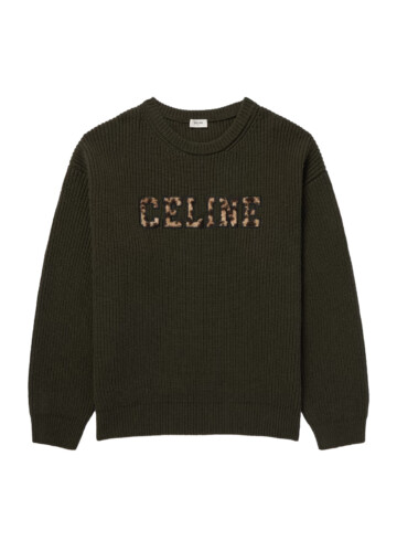 Celine - Celine Logo-Appliquéd Ribbed Wool Sweater