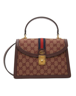 Gucci - Burgundy Small GG Ophidia Top Handle Bag