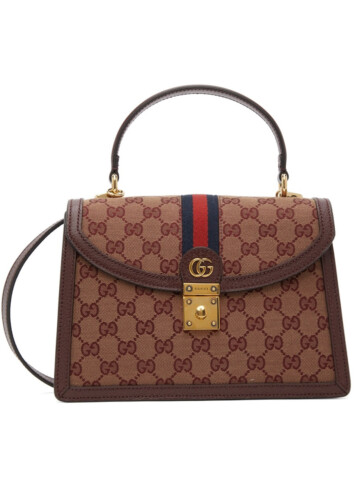 Gucci - Burgundy Small GG Ophidia Top Handle Bag