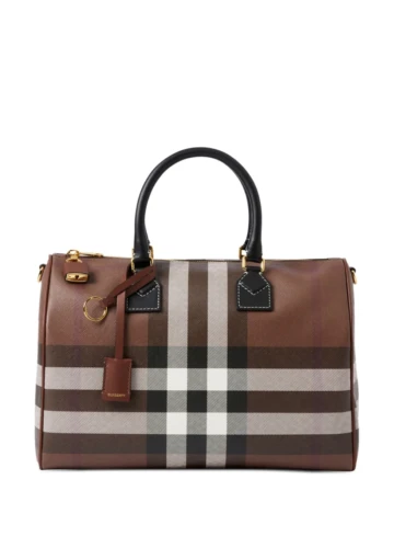 Burberry - Medium Check-Pattern Leather Bowling Bag