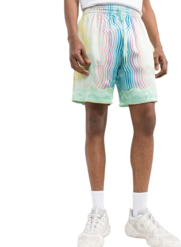 Casablanca - wave-print silk drawstring shorts