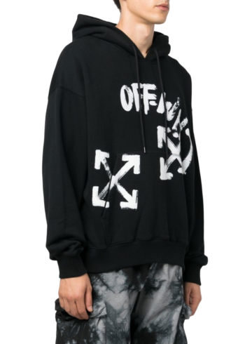 Off-White - Logo-print Drawstring Hoodie Black