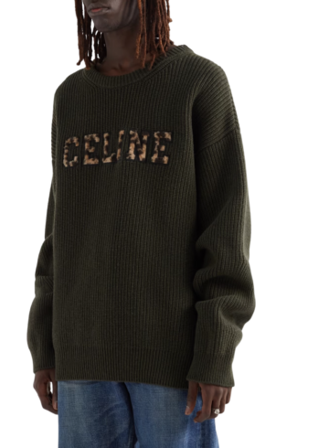 Celine - Celine Logo-Appliquéd Ribbed Wool Sweater