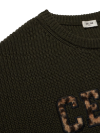 Celine - Celine Logo-Appliquéd Ribbed Wool Sweater