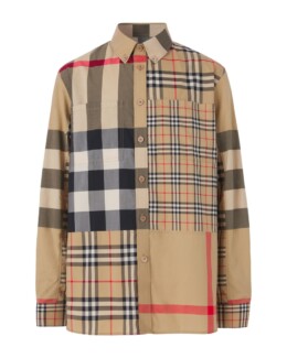 Burberry Cotton Patchwork Check Shirt