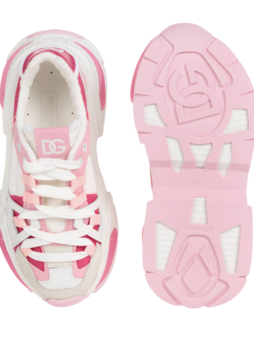 Dolce & Gabbana - Girls White & Pink Chunky Trainers