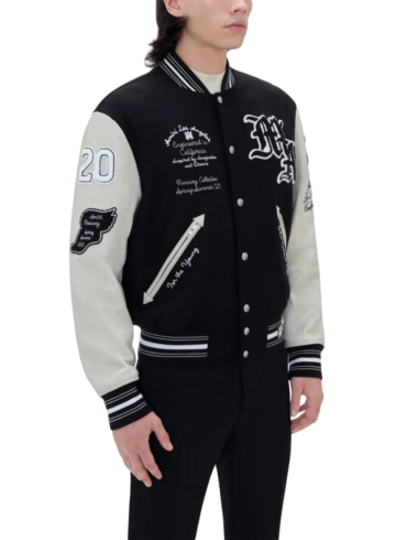 Amiri - Appliquéd Embroidered Wool-Blend and Leather Varsity Jacket