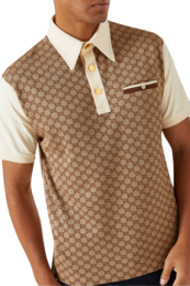 Gucci - Polo Shirt in GG Silk Cotton Jersey Jacquard