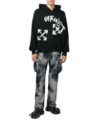 Off-White - Logo-print Drawstring Hoodie Black