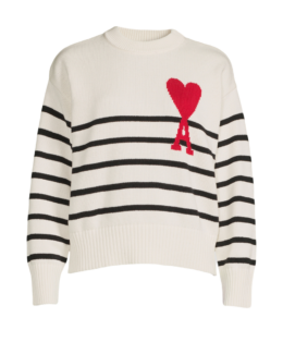 AMI Paris - Ami De Cœur Striped Cotton And Wool Sweater