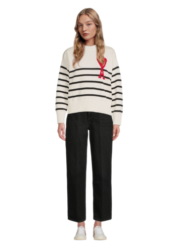 AMI Paris - Ami De Cœur Striped Cotton And Wool Sweater